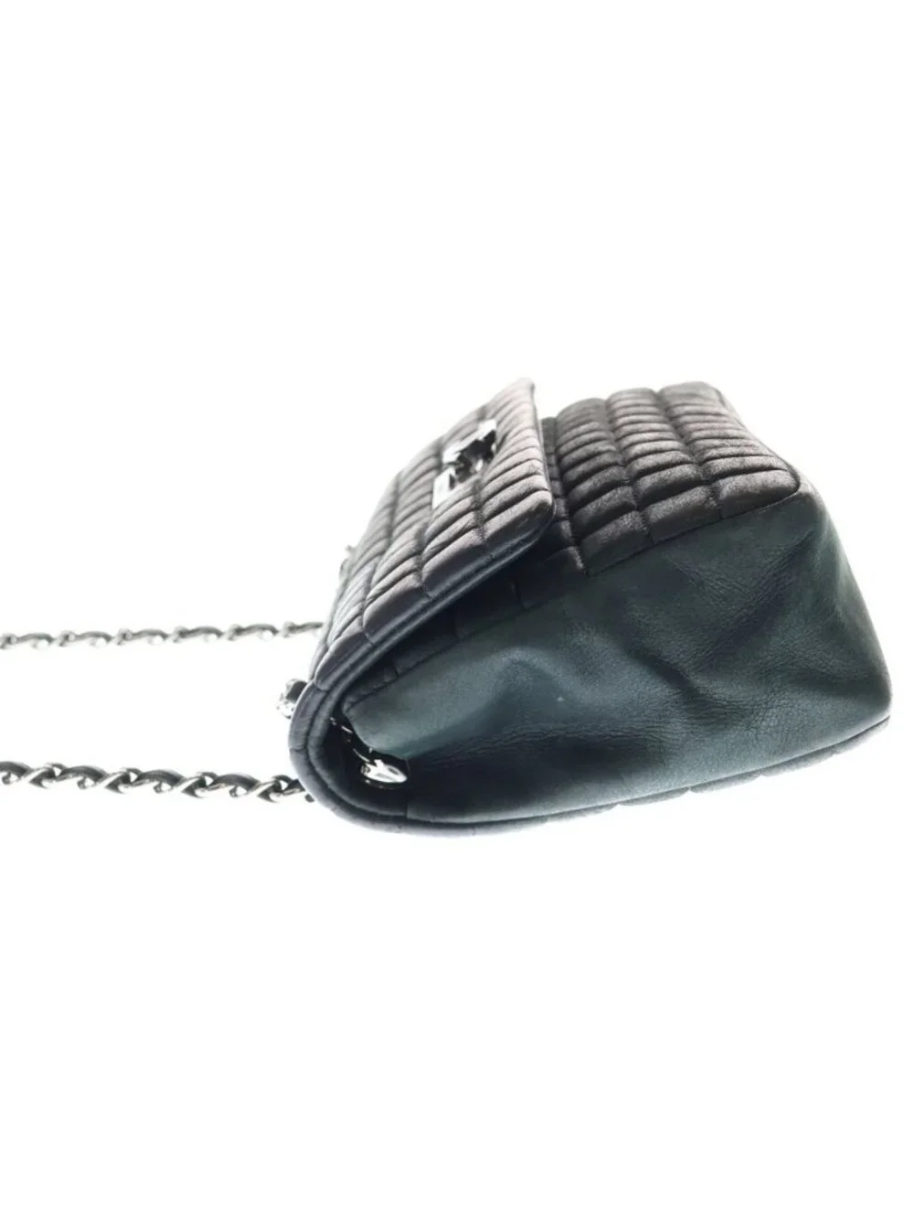 Chanel Choco Bar Chain Shoulder Bag S Flap Black Lambskin Silver